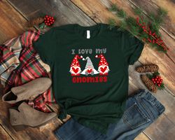 I love my Gnomes Hearts Shirt, Gnomes Heart T-Shirt, Cute Valentine Shirt, Gnomes Valentines Day, Valentines Day Gift, L