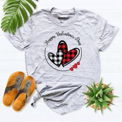 Happy Valentines day shirt, valentine heart shirt, plaid heart tee, valentines day shirt, women heart shirt, Gift for Va