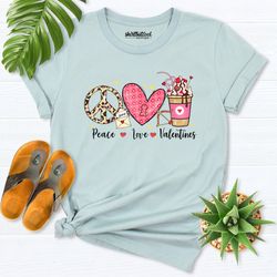 peace love valentine shirt, valentine coffee heart shirt, funny valentine gift for her, valentines day gift, valentines