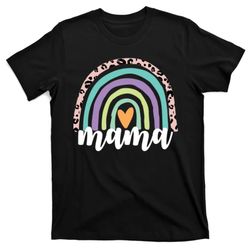 Mama Cheetah Rainbow Heart T-Shirt