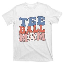 Tee Ball Mom Groovy TBall Mama Mothers Day Baseball T-Shirt