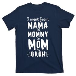 Womens I Went From Mama, Mommy, Mom, Bruh Shirt Funny Mothers Day T-Shirt
