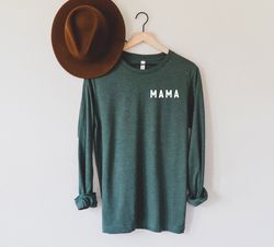 Mama  Dad Long Sleeve Shirt block  Mama Shirts For Women, Dad shirt, Baby Shower Gift, Pregnancy announce, Gift For Moth