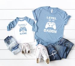 leveled up to daddy player 2 has entered the game shirt, dad and baby matching shirt, dad and son matching, father son m