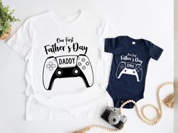 Our First Fathers Day Gamer Gift, First Fathers Day Personalized Matching Shirts, Dad  Baby Matching Gaming Shirt, Fathe