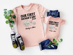 Our First Fathers Day Custom Shirt, Father and Baby Matching Shirt, Elephant Matching, New Dad Shirt, Father And Daughte