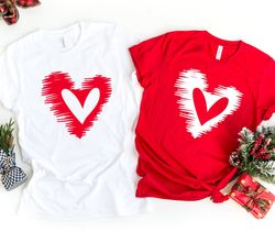 couple matching heart shirt, color matching heart shirt, heart brush tshirt, heart tee, valentines shirt, gift for valen