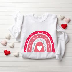 Valentine Sweatshirt, Rainbow Valentines Shirts for Women, Love Heart Long Sleeve Crewneck, Women Gift For Her, Matching