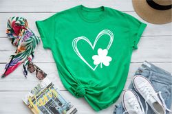 shamrock heart shirt, gift for women, st patricks heart shirt, womens st patricks day shirt, gift for toddler, shamrock