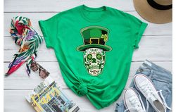 Sugar Skull Saint Patricks Day Of Dead TShirt,Sugar Skull Flower Crown,St Patricks Day Shirt,Sugar Skull Tshirt Womens,S