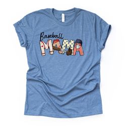 Baseball Mom, Baseball Mama, Cute Baseball Glove, Cap and Bat, Baseball Design on premium Bella  Canvas unisex shirt, pl