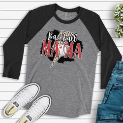 Baseball Raglan, Baseball Mama, Lighting Bolt Baseball Mom, Love Baseball Design on premium Raglan 34 sleeve shirt, plus