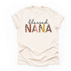 Blessed Nana, Gift for Nana, Cute Leopard Print Letters Nana Tee, Nana Design on premium Bella  Canvas unisex shirt, 2X,