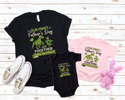 Personalized Our First Fathers Day Shirt, Twin Daddy and me Dinosaur Matching Shirt, Twin Dad Fathers Day Gift, Twin Bab