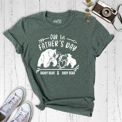 our first fathers day shirts, custom fathers day shirt, bear dad and baby shirt, 1st fathers day outfit, matching father