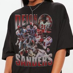 Vintage 90s Graphic Style Deion Sanders T-Shirt, Deion Sanders Shirt, Retro Deion Sanders Oversized Football Bootleg Tee
