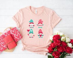 Valentines Day Shirt Four Gnomes Heart Love Shirts For Women Men Tee Tshirt , Valentine Gift Heart Love Mama Dady Birthd