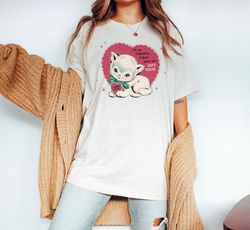 Retro Valentine Shirt, Funny Valentines Day Cat Lovers Shirt, Vintage Valentines Gift for Her, Mid Century Modern Tee, B