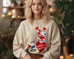 Retro Valentine Sweatshirt Cat Lover Gift, Vintage Valentines Day Shirt, Cute Crewneck Cottagecore Preppy Sweatshirt Tea
