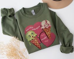 Retro Valentine Sweatshirt Gift for Her, Ice Cream Vintage Valentines Day Shirt, Preppy Valentine Crewneck, Funny Valent