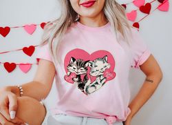 retro valentines day shirt, cat valentines day gift for cat lovers, vintage valentine tee, valentines gift for her, mid