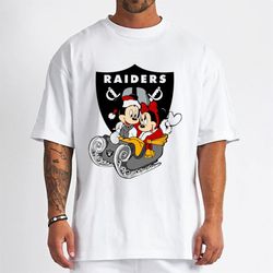 Mickey Minnie Santa Ride Sleigh Christmas Las Vegas Raiders T-Shirt - Cruel Ball