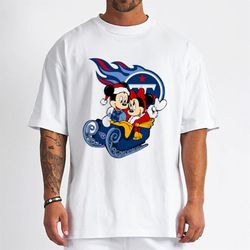 Mickey Minnie Santa Ride Sleigh Christmas Tennessee Titans T-Shirt - Cruel Ball