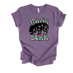 Mama Shirt, Cute Mama Bear with Wildflowers, Mama Bear Design on premium unisex shirt, 6 color choices, 3x mama, 4x mama