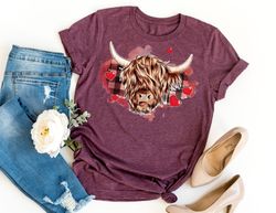 Highland Cow Valentine Shirt, Cow Shirt, Valentines Day Shirt, Valentine Shirt, Valentines Day Gift, Happy Valentines Da