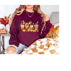 Bee Lover Autumn Coffee Sweatshirt, Gift For Coffee Lover, Autumn Latte Shirt, Bee Coffee Pumpkin Shirt, Happy Bee Lover