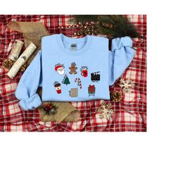 Christmas Sweatshirt, Christmas Doddle Shirt, Christmas Candy Shirt, Christmas Gift, Christmas Santa Shirt, Christmas Fi