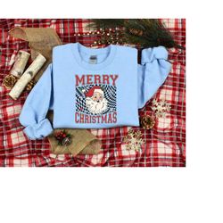 Christmas Sweatshirt, Merry Christmas Shirt, Merry and Bright Shirt, Retro Santa Shirt, Xmas Sweatshirt, Believe Shirt,