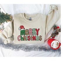 Christmas Sweatshirt, Merry Christmas Shirt, Merry Bright Shirt, Christmas Trendy Sweatshirt, Christmas Gift, Women Chri