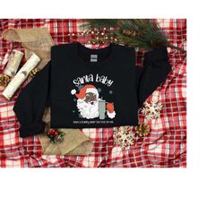 Christmas Sweatshirt, Santa Baby Sweatshirt, Black Santa Sweatshirt, Xmas Sweatshirt, New Year Baby Sweatshirt, Merry Br