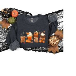 Fall Coffee Sweatshirt, Cute Halloween Fall Shirt, Mouse Ears Coffee Lover Shirt, Pumpkin Spice Latte Drink Cup,PSL Love