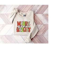 Merry And Bright Sweatshirt, Christmas Lighting Shirt, Christmas Holiday Shirt, Christmas Gift, Christmas Family Matchin