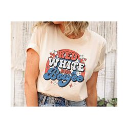 Red White and Boujee Shirt, Retro Groovy 4th of July Tee, Patriotic Rainbow Shirt, Happy 4th of July Shirt,Independence