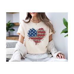 American Flag Shirt, American Flag Heart Shirt, Patriotic Shirt, USA Shirt, 4th of July Shirt, July 4th Shirt, Women's A