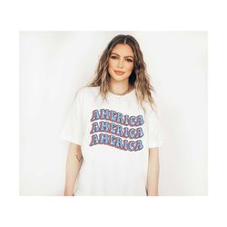 America Shirt, USA Shirt, Retro Stars And Stripes, Red White Blue 4th of July Shirt, Fourth of July America Women's Tee,