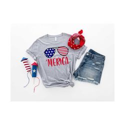 Merica Glasses Shirt, 4th of July Shirt, Patriotic Shirt, Independence Day Shirt, Family 4th of July Shirt, Matching Mer