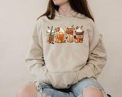 Fall Coffee Sweatshirt, Cute Fall Sweatshirt, Coffee Lover tee Sweatshirt, Halloween Pumpkin Latte Drink Cup, Pumpkin Sp