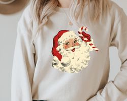 Retro Santa Sweatshirt, Womens Christmas Top, Classic Santa Sweatshirt, Holiday Season Sweatshirt, Ladies Christmas Top,