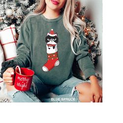 Christmas Cat Sweatshirt, Christmas Sweatshirt, Meowy Christmas Sweater, Cat Lover Gift, Cat Shirt, Cat Christmas, Chris