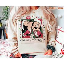 Disney Couples Mickey and Minnie Mouse Merry Christmas 2023 Sweatshirt, Mickeys Very Merry Xmas Party Shirt, WDW Vacati