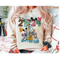 Disney Happy New Year 2024 Shirt, Mickey and Friends Happy New Year Fireworks 2024 Shirt, Disney Balloon Family Shirt, D