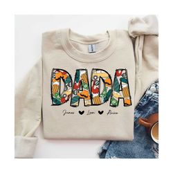 custom kids names dada shirts,personalized father's day gift,custom dada shirt with children name,dad shirt with kids na