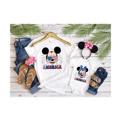 Disney 4th of July Shirt, Mickey and Minnie Disney American Patriotic Group Shirt, Disney Family Happy Independence Day