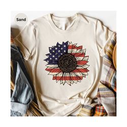 Sunflower Shirt, Sunflower USA Flag T Shirt, Gift For Her, Fourth Of July Flag Graphic TShirt, Freedom Shirt, Independen