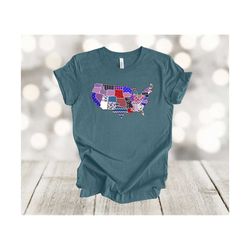 Independence Day Shirt, Patchwork Map, America, Red White And Blue,Independence, America, patriotic, liberty, democracy,