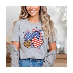 4th of July Patriotic Hearts Shirt for Women, Custom Shirts for Women, Personalized Shirts for Women, Gift for Mom,Gift